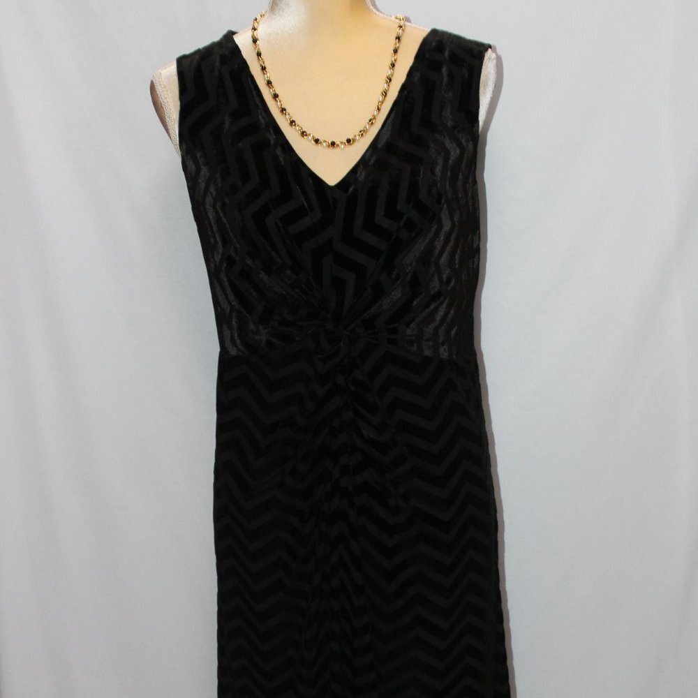 Lane Bryant Crushed Velvet Chevron Black Sleeveless Dress